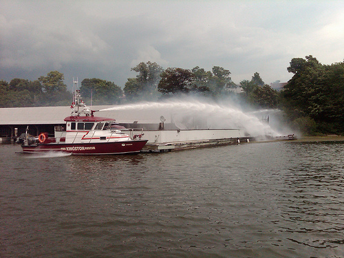 Kingston FD respond to a fire at Rideau Marina on July 17 2010