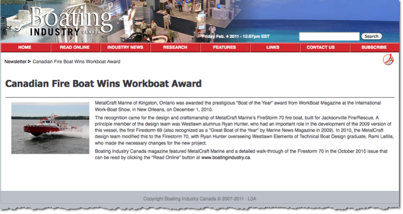 MetalCraft Marine built the 2010 Workboat of the Year