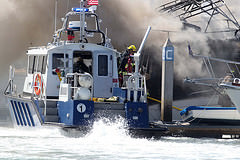 San Diego Harbour Police responding to a boat fire, Sep 2012