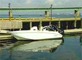 Boat after collision with the Robert Moses Bridge