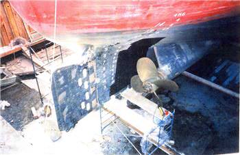 Work in progress at the Davis Drydock in Kingston, Ontario, part of MetalCraft Marine Ltd.