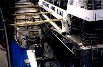 Work in progress at the Davis Drydock in Kingston, Ontario, part of MetalCraft Marine Ltd.