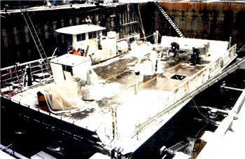 Work in progress at the Davis Drydock in Kingston, Ontario, part of MetalCraft Marine Ltd.
