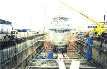 Work in progress at the Davis Drydock in Kingston, Ontario, part of MetalCraft Marine Ltd.